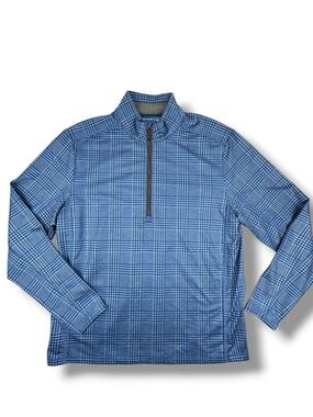 Vineyard Vines Jim Nantz Collection Blue Plaid 3/4 Zip Pullover Men's Shirt Med
